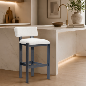 Bernhardt Baxter Fabric Upholstered Bar Stool in Wood
