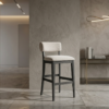 Bernhardt Amos Wooden Bar Stool with Curved Upholstered Back
