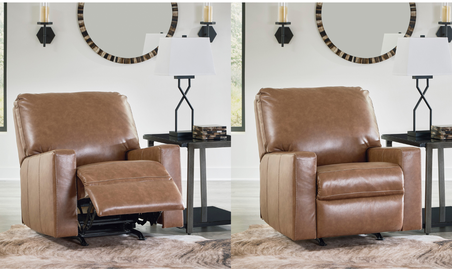 Modern Heritage Bolsena Rocking Leather Recliner In Caramel - Image 2