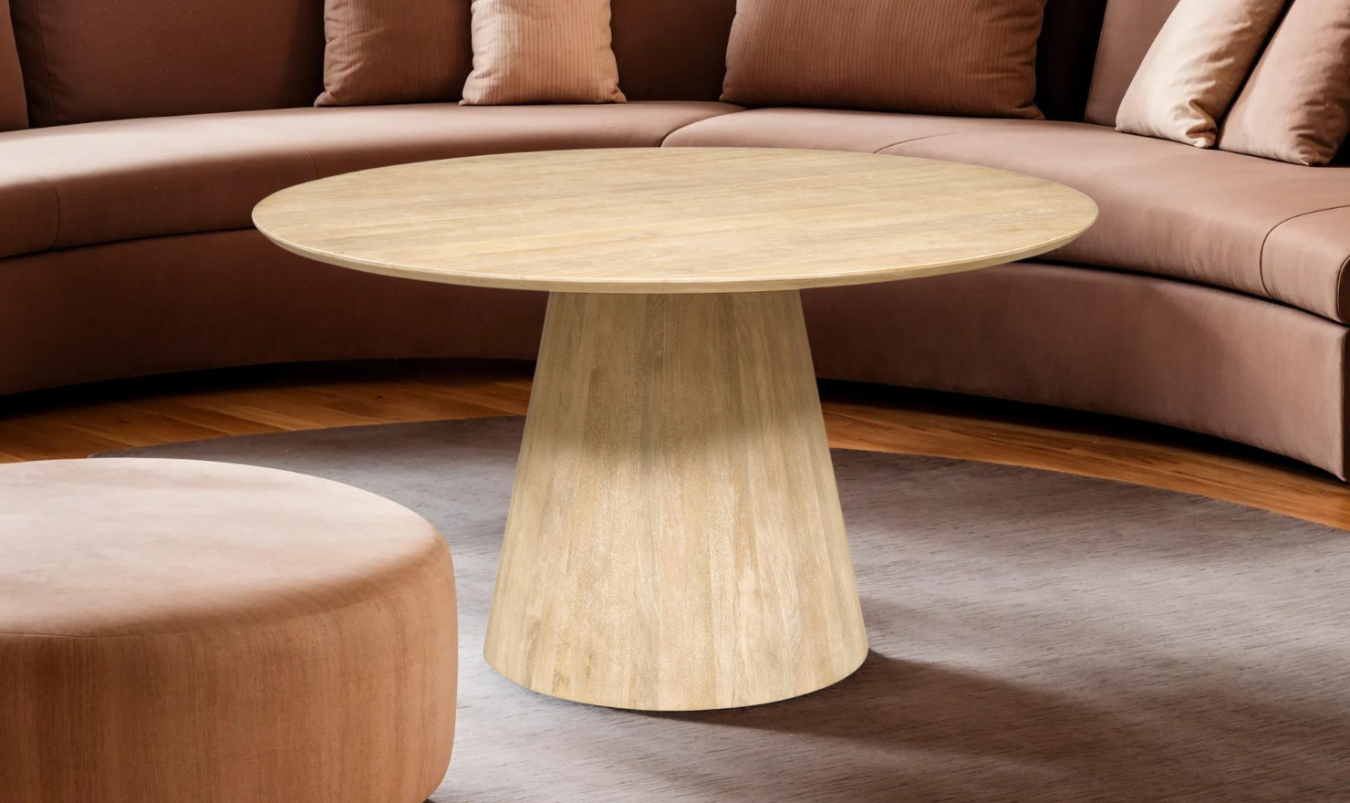 HTD Casablanca Wooden Round Dining Table in Natural White - Image 2
