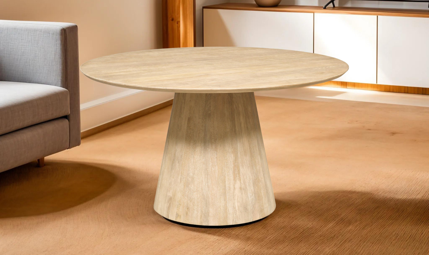 HTD Casablanca Wooden Round Dining Table in Natural White - Image 3
