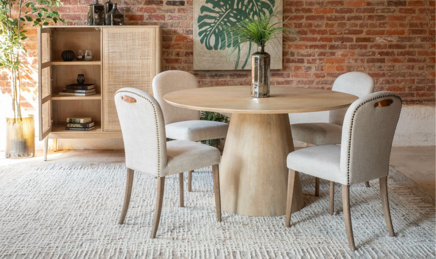 HTD Casablanca Wooden Round Dining Table in Natural White - Image 4