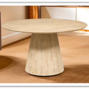 HTD Casablanca Wooden Round Dining Table in Natural White