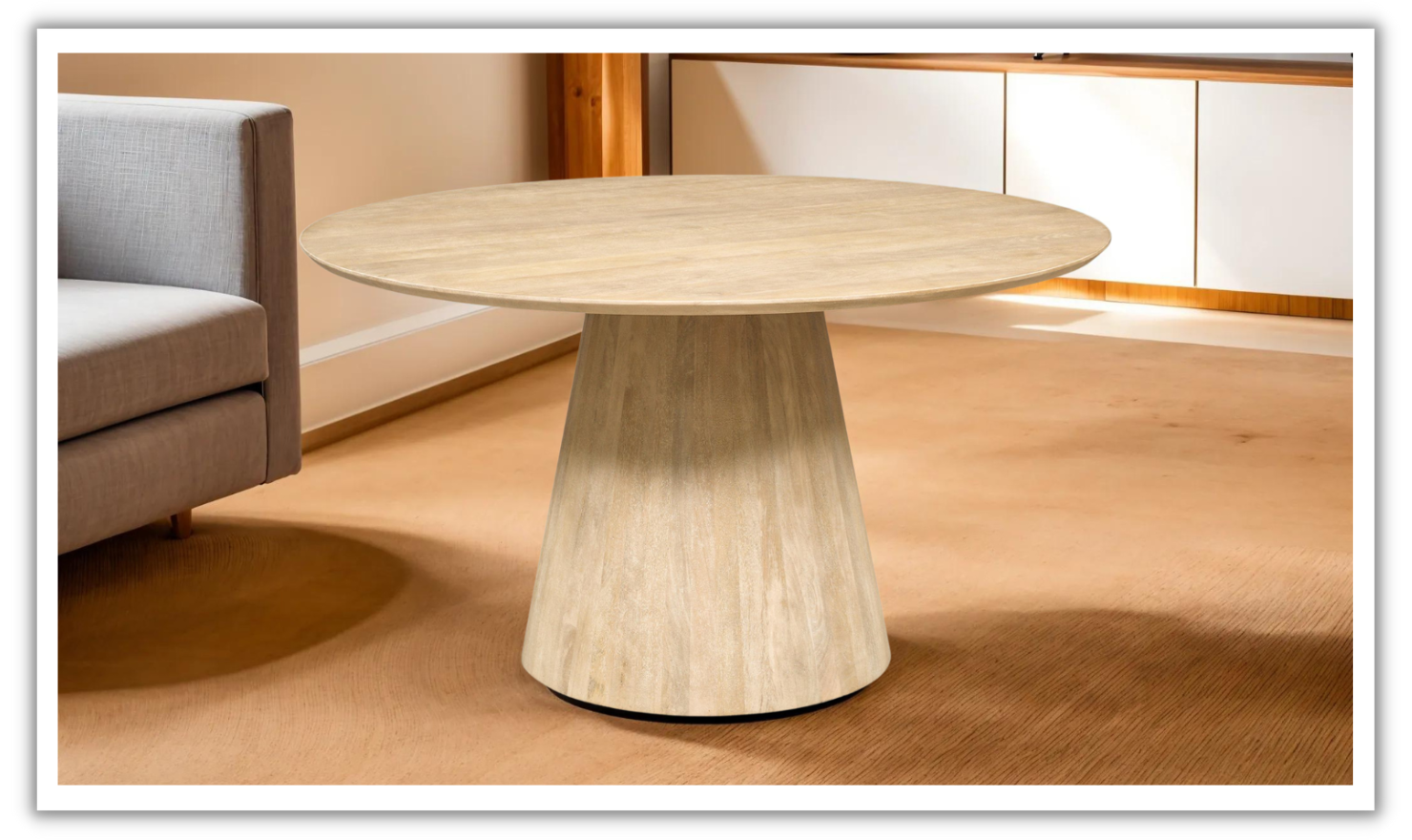 HTD Casablanca Wooden Round Dining Table in Natural White
