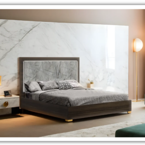 Jennifer Italia Travertine Queen Bed With LED Headboard