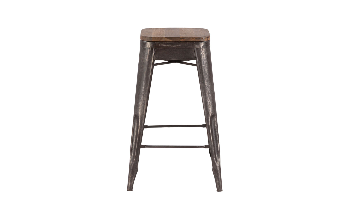 HTD Eiffel Iron Base Barstool With Teakwood Top - Image 5