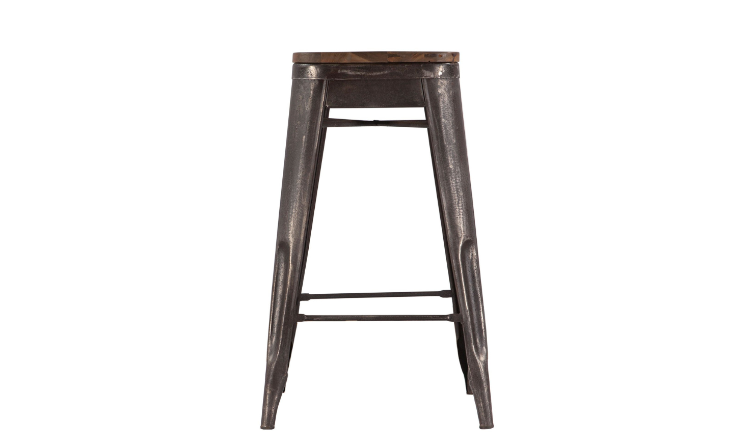 HTD Eiffel Iron Base Barstool With Teakwood Top - Image 6
