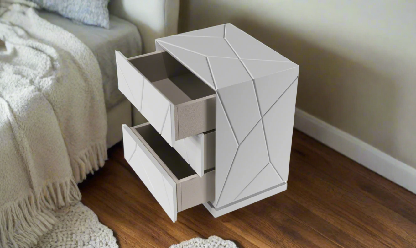 ESF Furniture Kiu Rectangular Nightstand in White - Image 3