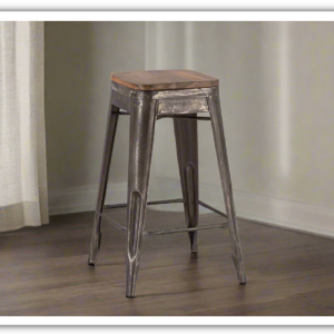 Alternative view of HTD Eiffel Iron Base Barstool With Teakwood Top