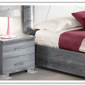 ESF Italia Nicole 2 Drawer Wooden Nightstand In Gray