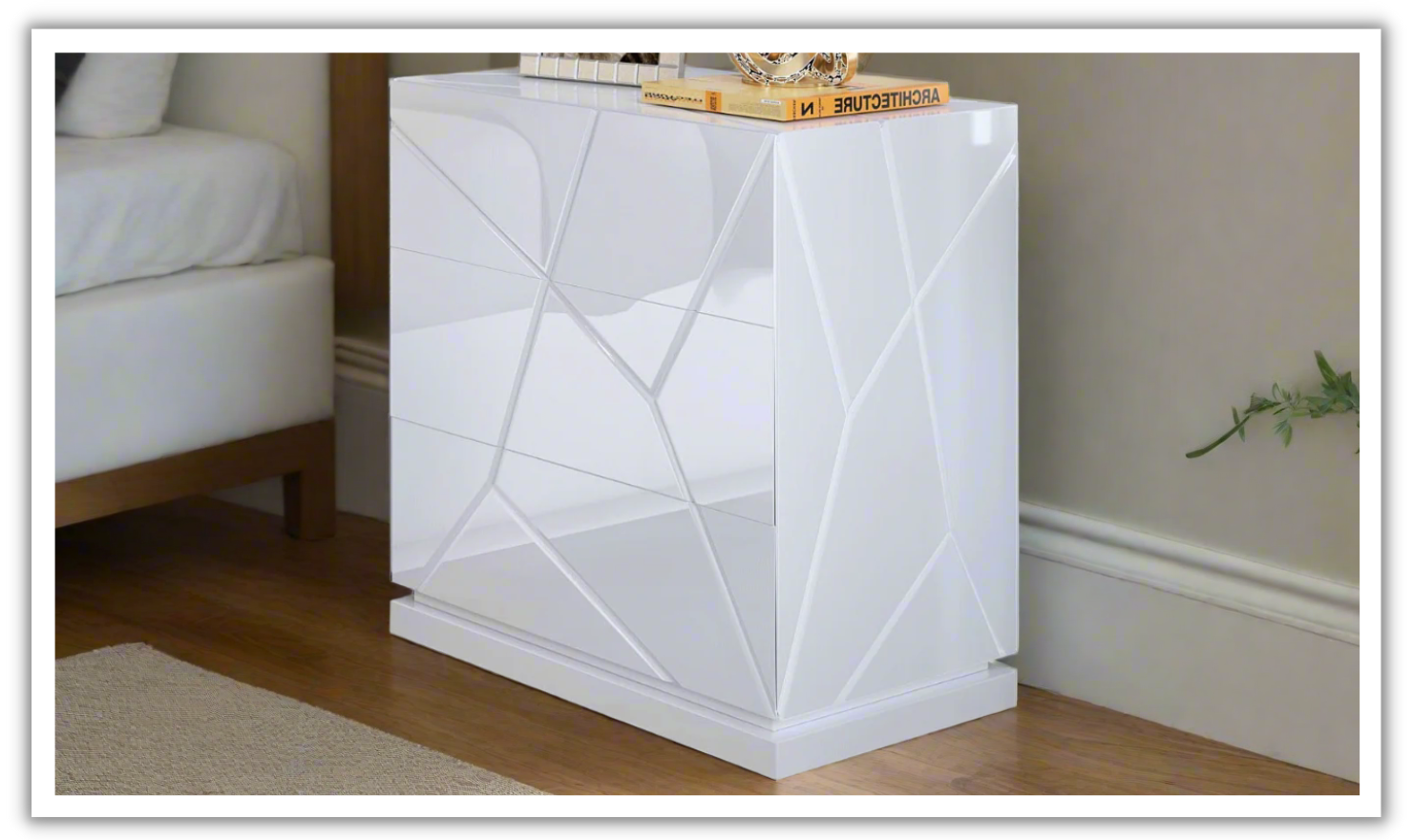 ESF Furniture Kiu Rectangular Nightstand in White - Image 2