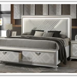 Jennifer Italia Brickfield Modern Bed With Storage And Upholstered Headboard (Queen Size Bed)
