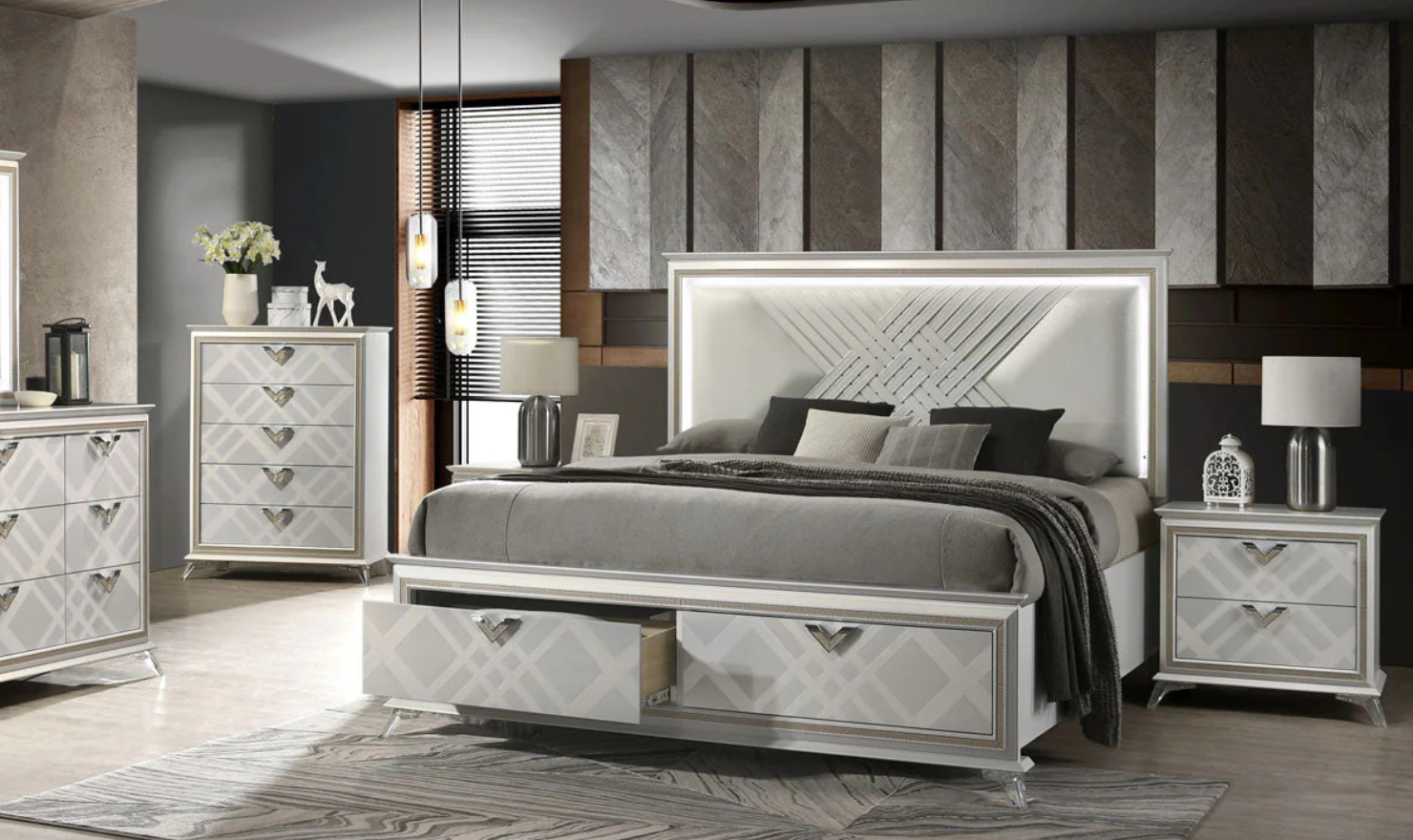 Jennifer Italia Brickfield Modern Bed With Storage And Upholstered Headboard (Queen Size Bed) - Image 2