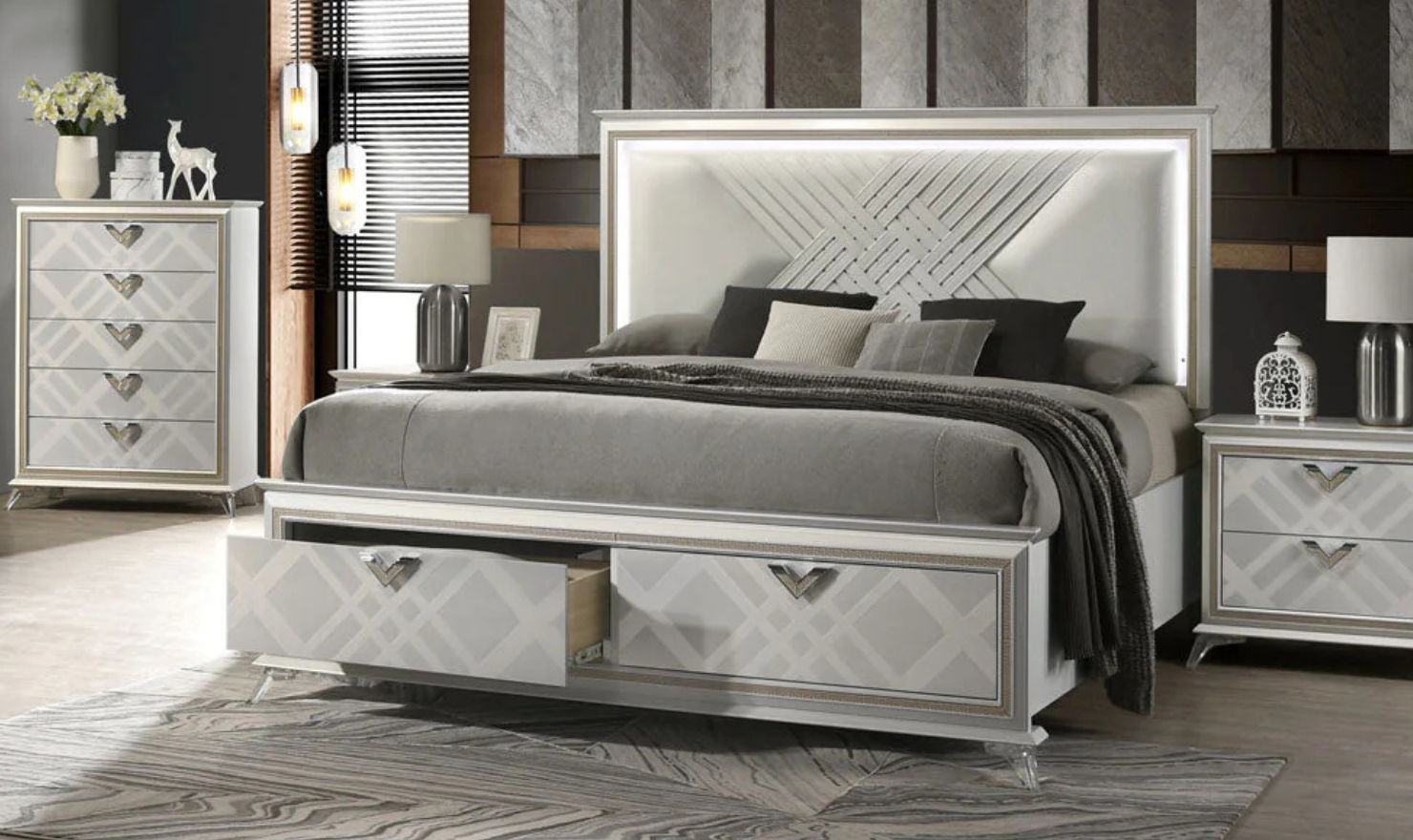 Jennifer Italia Brickfield Modern Bed With Storage And Upholstered Headboard (Queen Size Bed) - Image 3