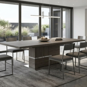Jennifer Italia Nattier Extendable Dining Table in Chestnut Lacquer Finish