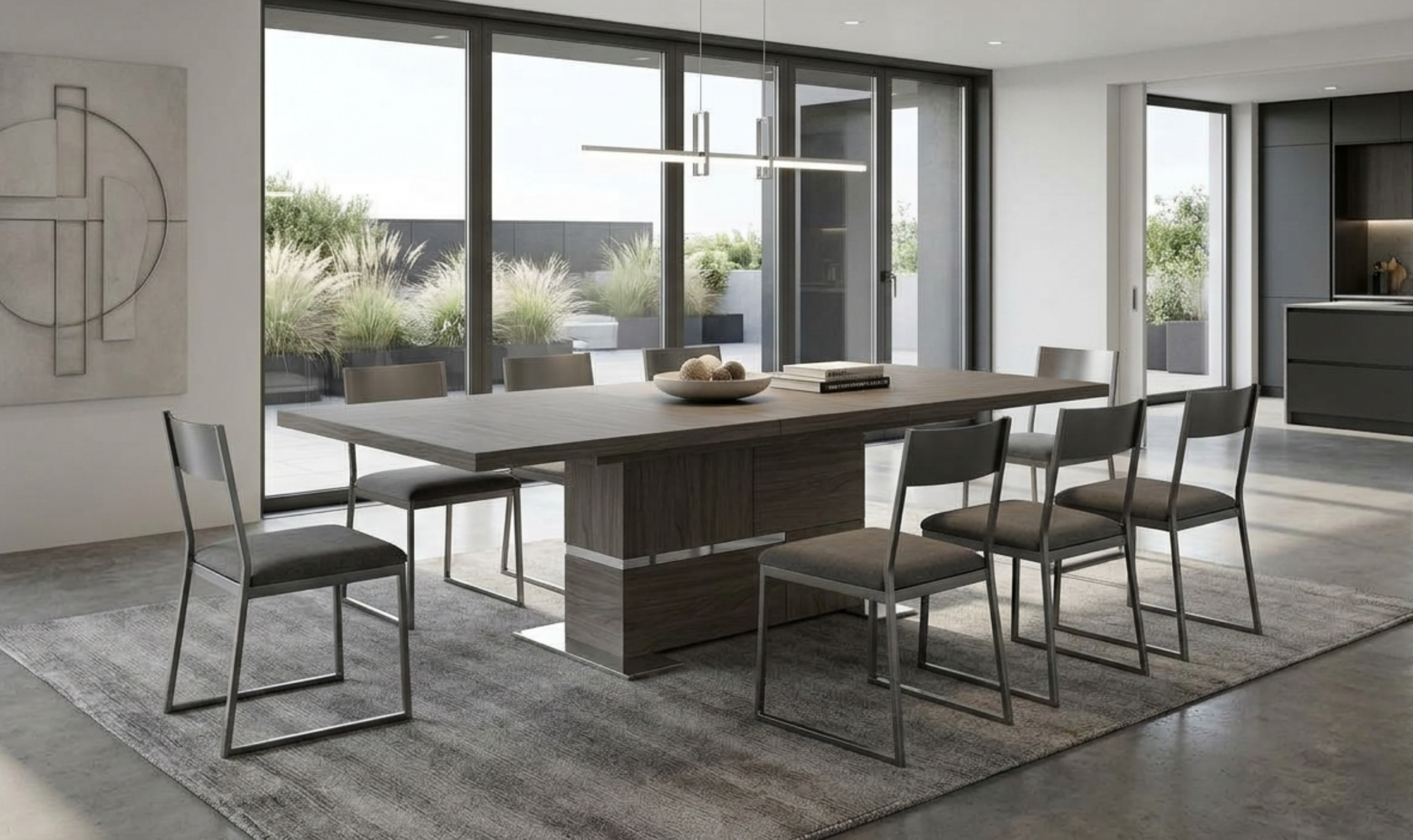 Jennifer Italia Nattier Extendable Dining Table in Chestnut Lacquer Finish