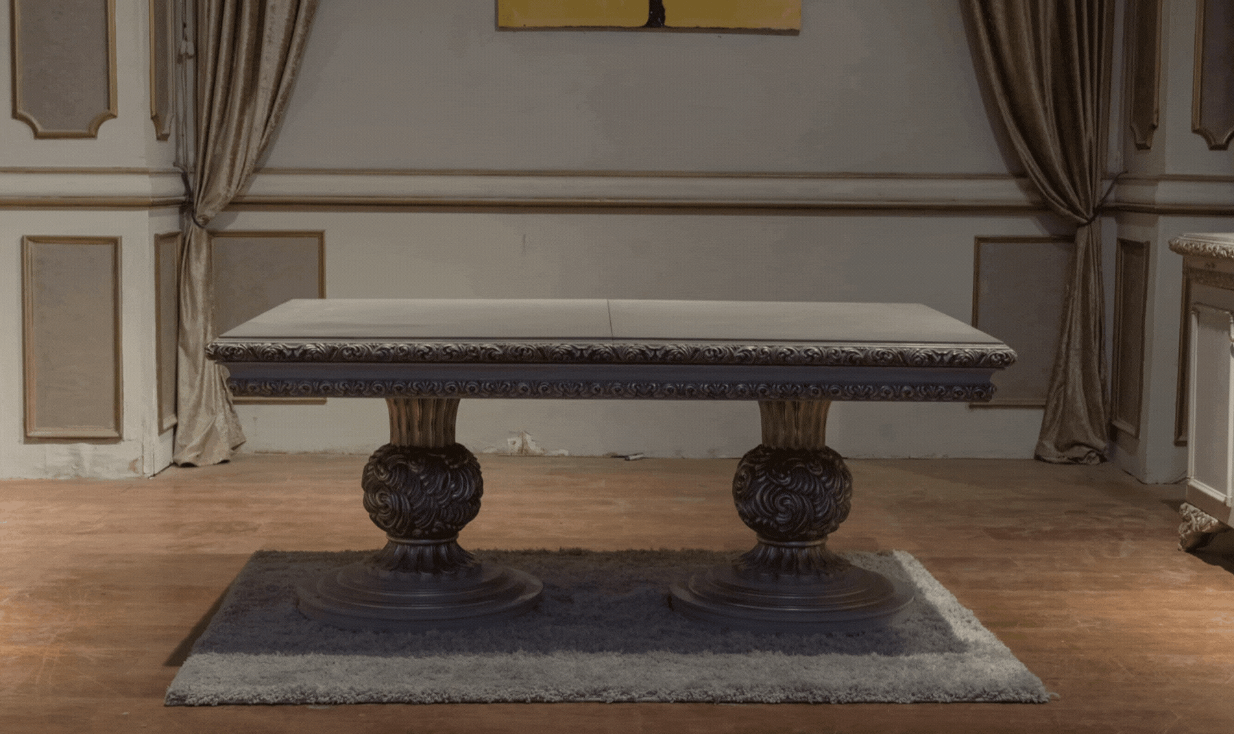 Klaussner Anna Classic Double-Pedestal Dining Table with Curved Design - Image 3