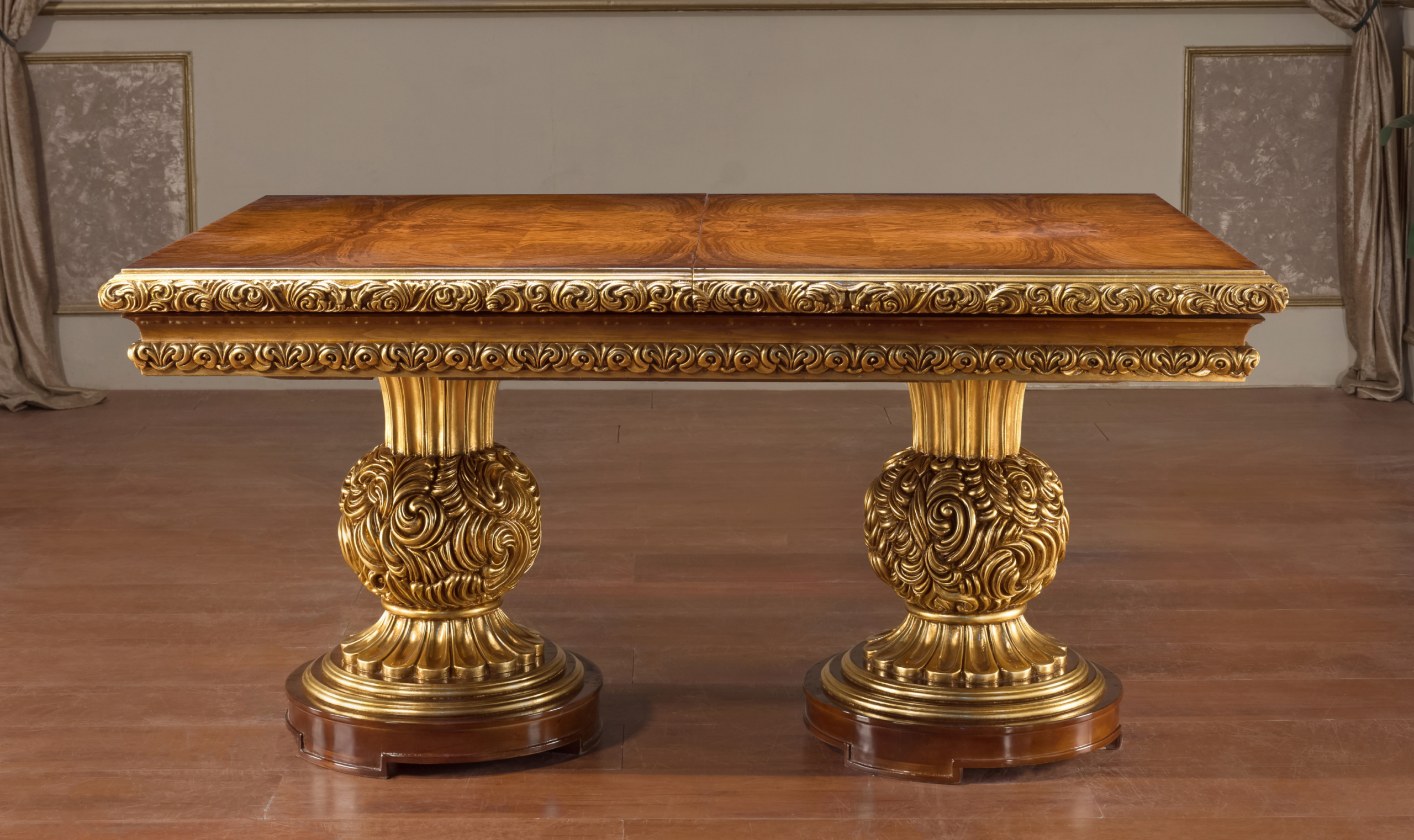 Klaussner Anna Classic Double-Pedestal Dining Table with Curved Design