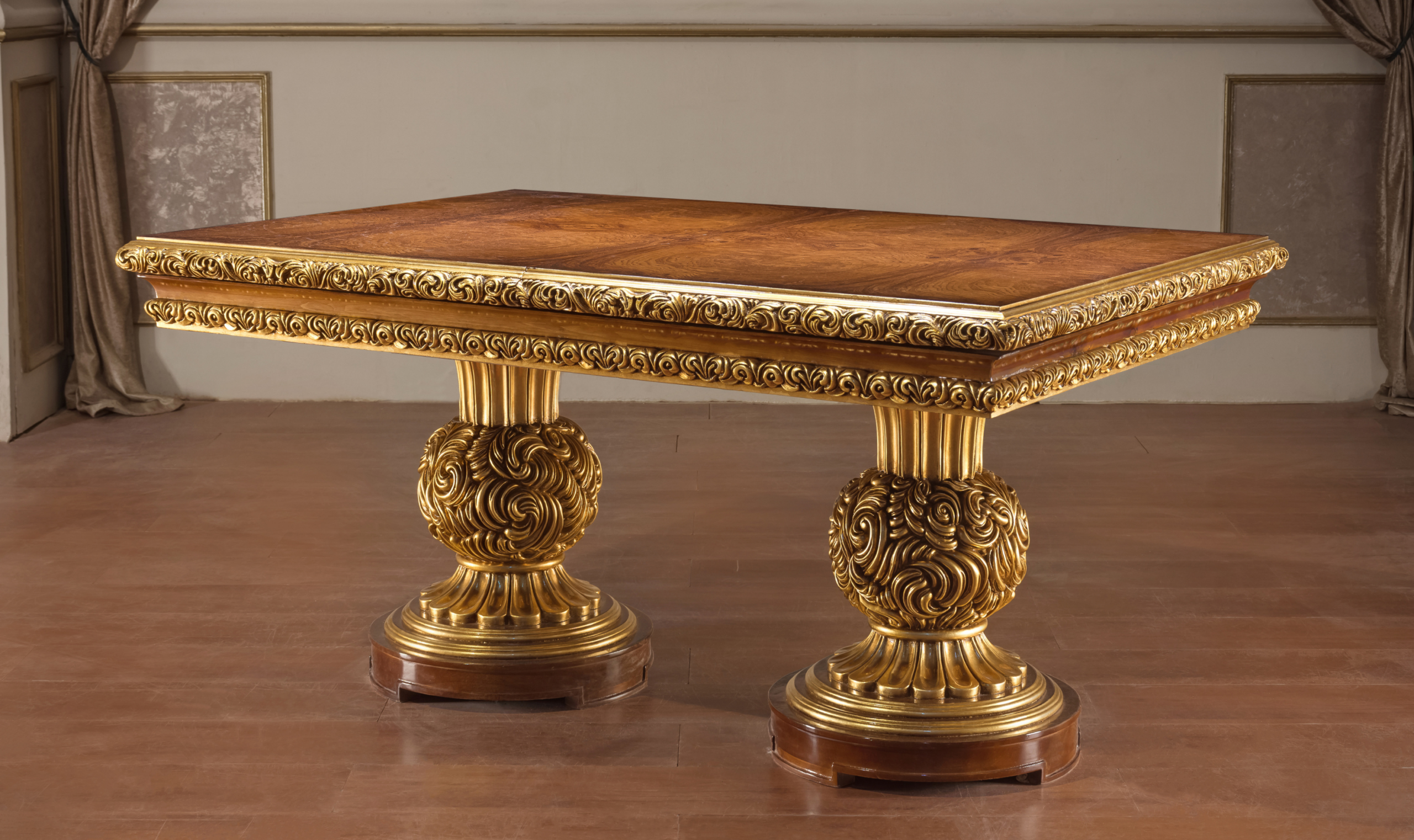 Klaussner Anna Classic Double-Pedestal Dining Table with Curved Design - Image 5