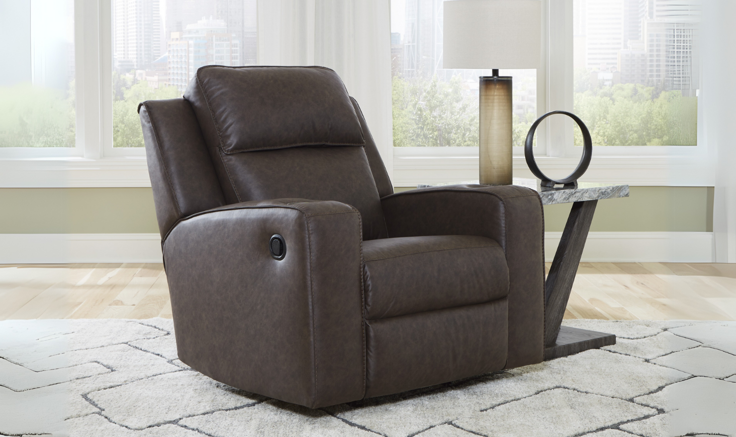 Modern Heritage Lavenhorne Faux Leather Rocker Recliner Chair with Attached Cushions - Image 2