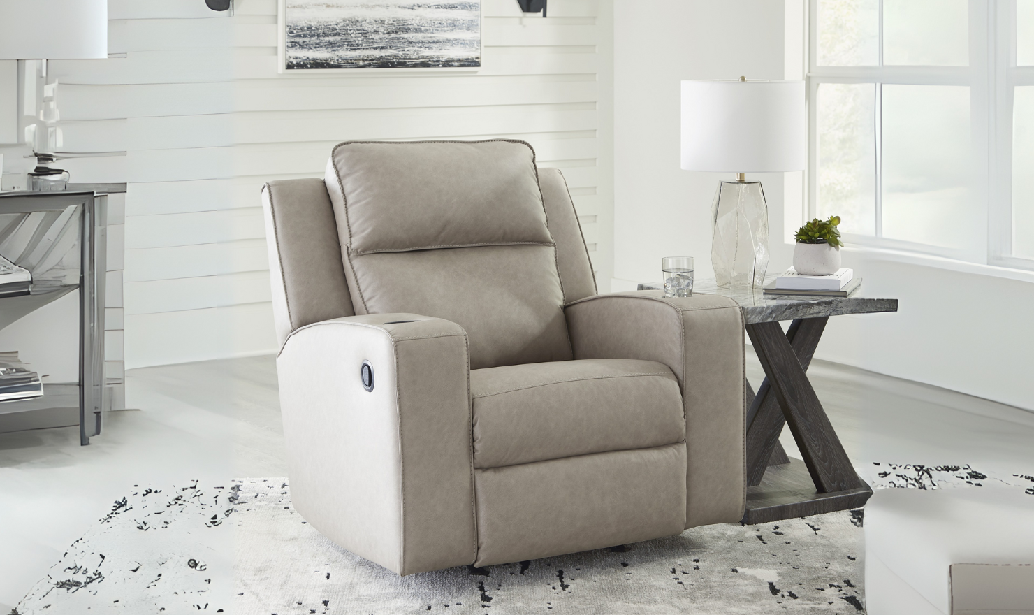 Modern Heritage Lavenhorne Faux Leather Rocker Recliner Chair with Attached Cushions