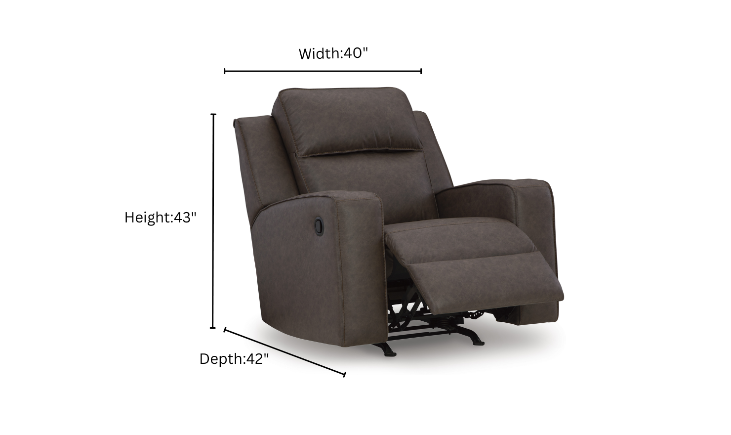 Modern Heritage Lavenhorne Faux Leather Rocker Recliner Chair with Attached Cushions - Image 3