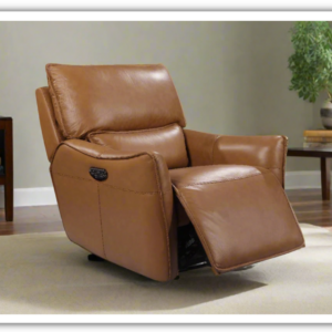 Portland Brown Leather Power Reclining Chair with USB Pot
