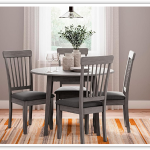 Alternative view of Shullden Round Drop Leaf Wooden Dining Table in Gray