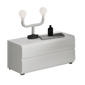 ESF Furniture Sara 2 Drawers Nightstand in High Gloss White Finish