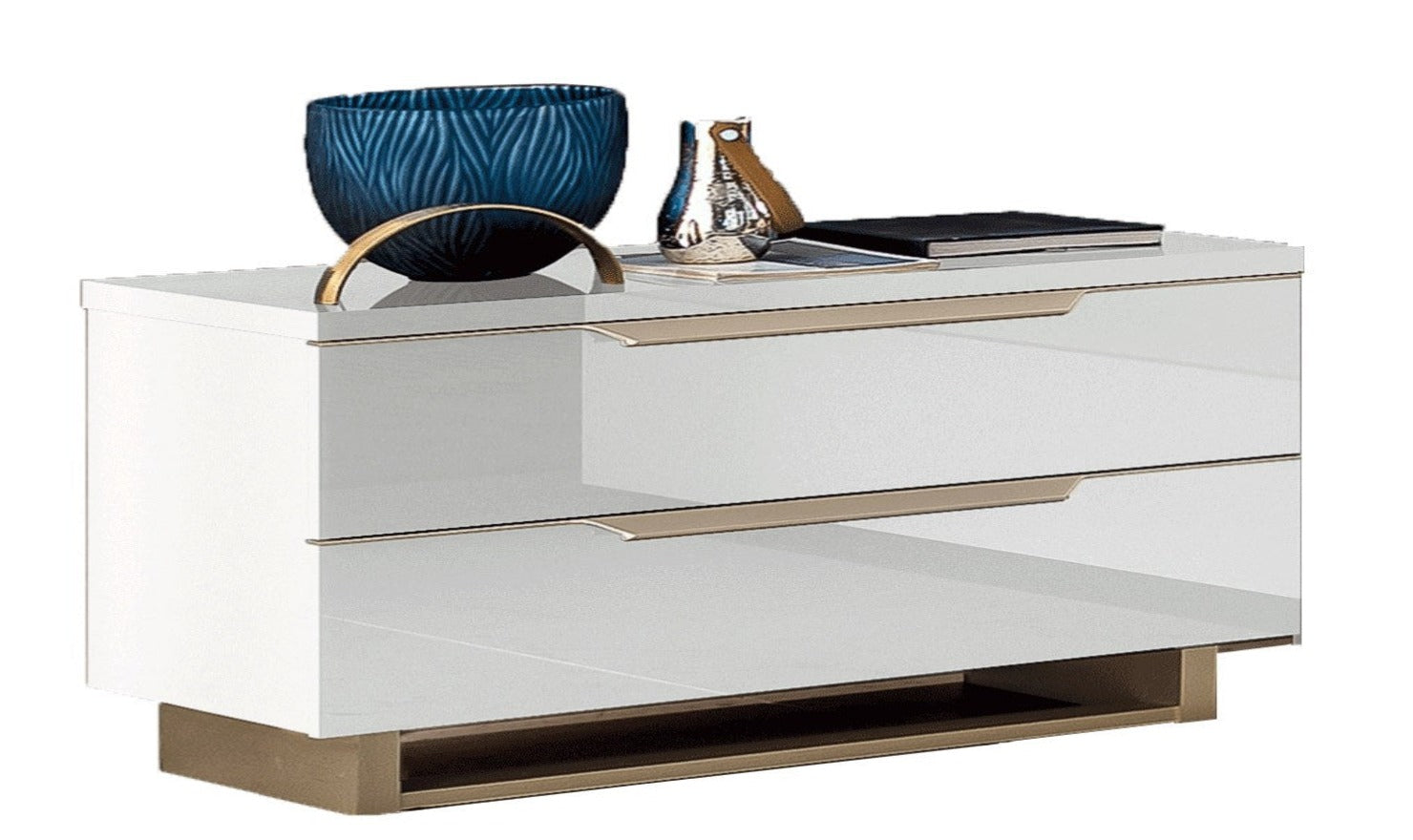 ESF Furniture Smart 2-Drawer Nightstand in White High Gloss Lacquer Finish - Image 3
