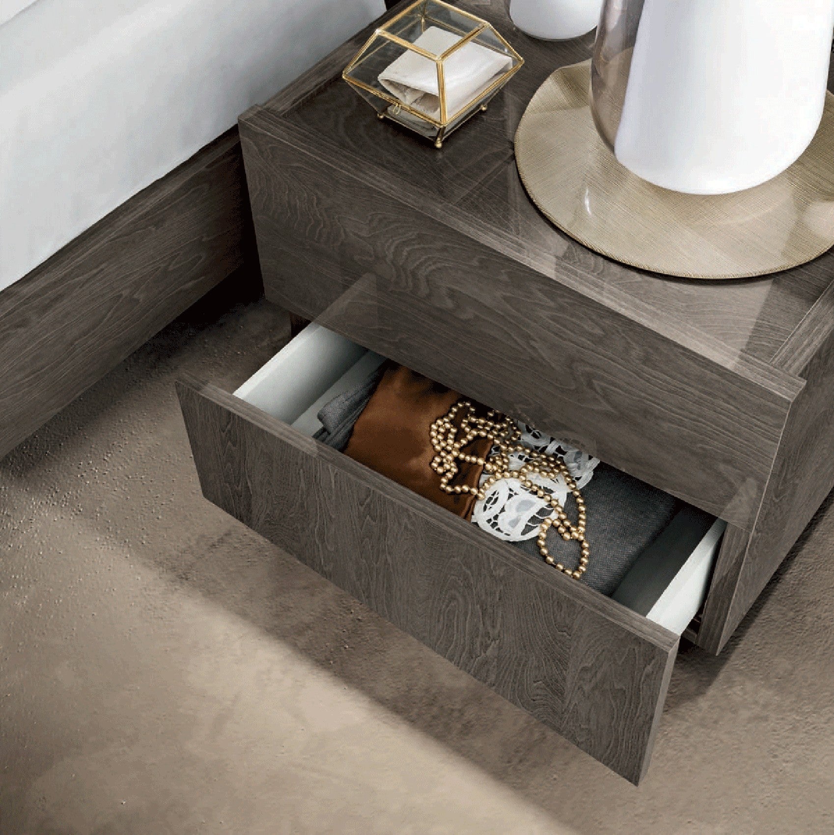 ESF Furniture Tekno Wooden Nightstand in Grayish-Brown - Image 2